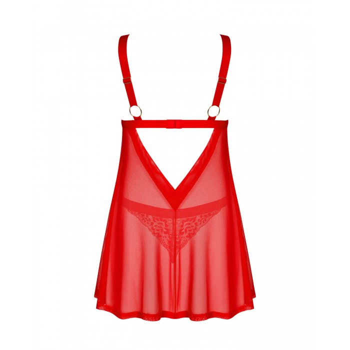 Бебі-дол Obsessive Elianes babydoll & thong, розмір XS/S, Червоний