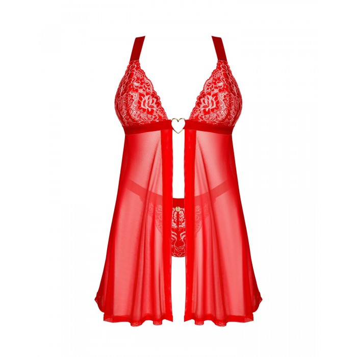 Бебі-дол Obsessive Elianes babydoll & thong, розмір XS/S, Червоний
