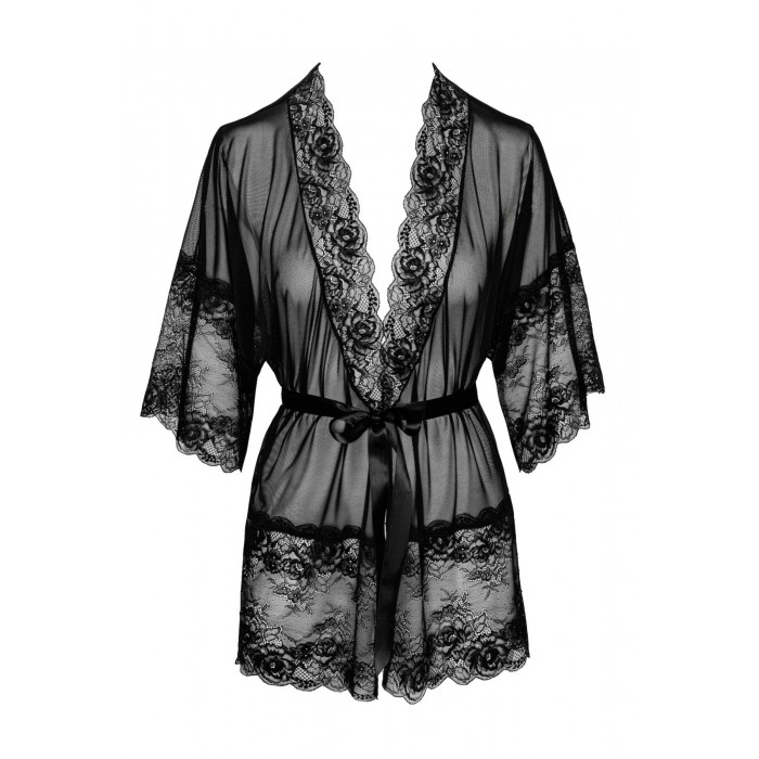 Эротический пеньюар Kissable Midnight Kiss Negligee, размер L/XL, Черный