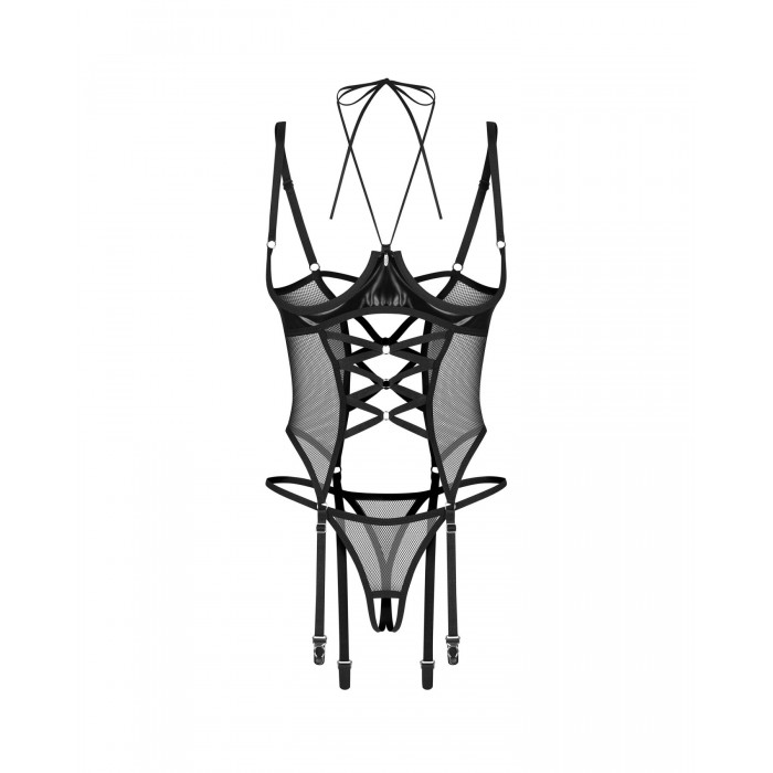 Еротичний корсет з трусиками без промежини Obsessive Dominna, розмір L/XL