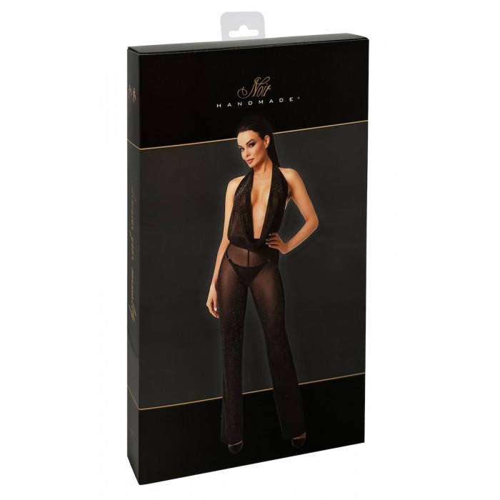 Еротичний комбінезон із блискучого тюлю Noir Handmade F350 Shiny, розмір M