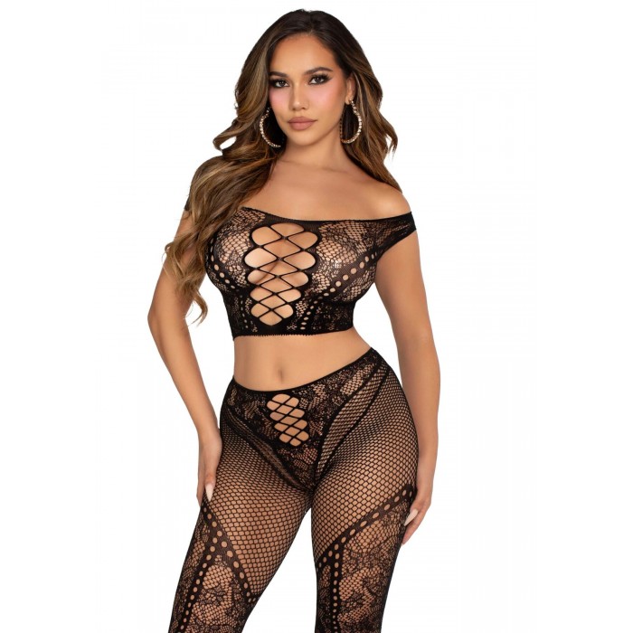 Эротический комплект Leg Avenue Off Shoulder, размер One Size, Черный