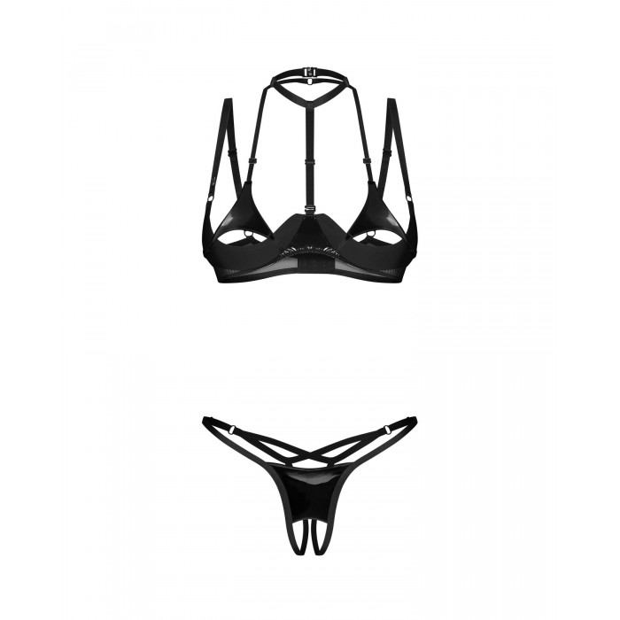 Комплект нижньої білизни Obsessive Rolleya 2-pcs crotchless set, розмір L/XL