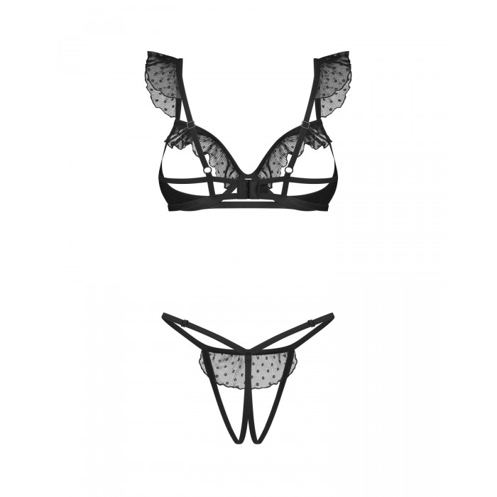 Комплект нижньої білизни Obsessive Carrola 2-pcs crotchless set, розмір L/XL