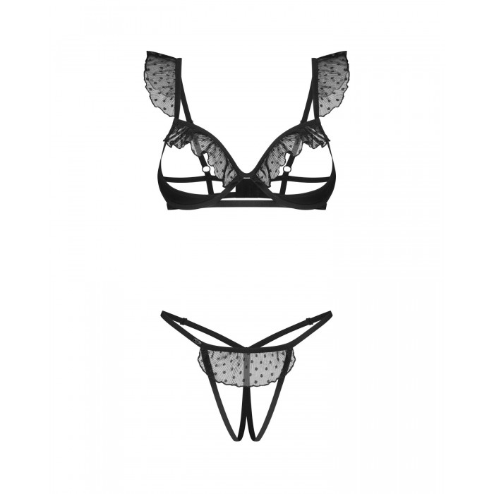 Комплект нижньої білизни Obsessive Carrola 2-pcs crotchless set, розмір L/XL