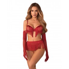 Комплект нижнего белья Obsessive Rossay 4-pcs crotchless set, Красный, размер L/XL