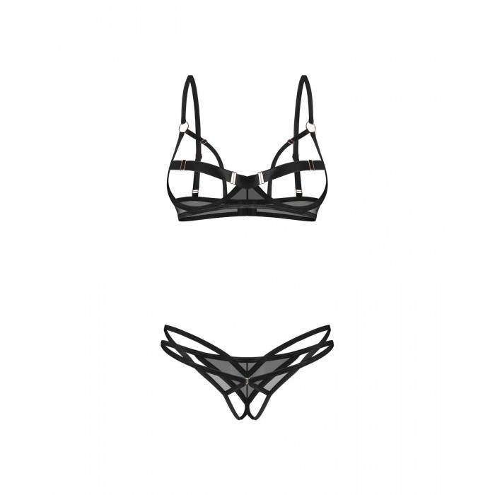 Еротичний комплект Obsessive Euridia 2-pcs, трусики без промежини, розмір XL/2XL