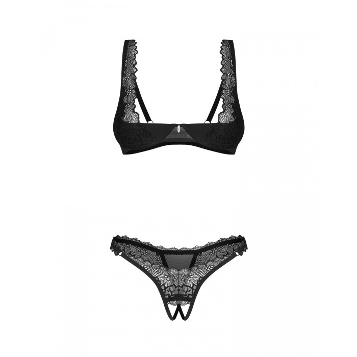 Комплект нижньої білизни Obsessive Deina More 2-pcs crotchless set, розмір S/M