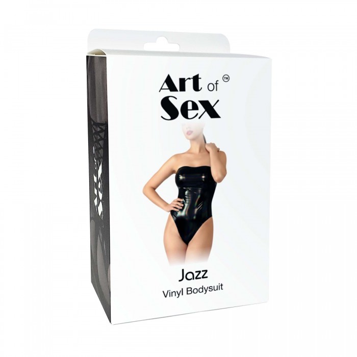 Лакированное боди Art of Sex - Jazz с эффектом голограммы, Черное, размер M