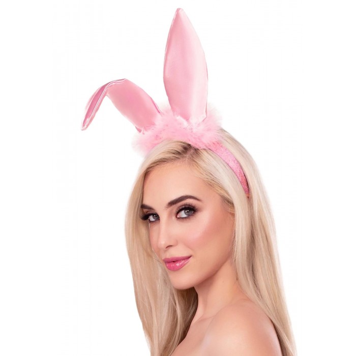 Ушки зайки Leg Avenue Bendable Marabou Trimmed Satin Bunny Ears, Розовый