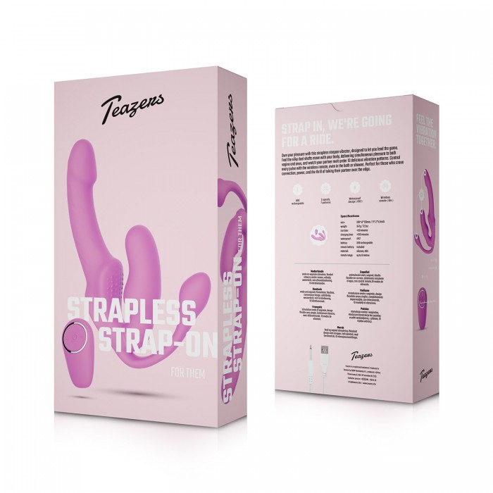 Безремневий страпон з анальною вставкою Teazers Strapless Strap-On with Anal Plug