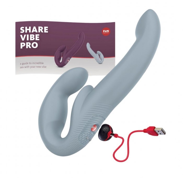 Безремневий страпон із вібрацією Fun Factory SHARE VIBE PRO cool grey