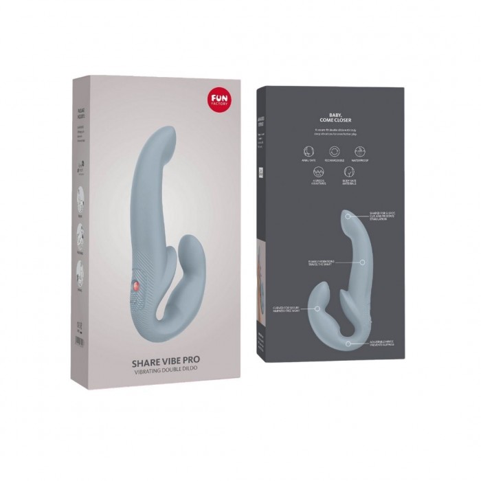 Безремневий страпон із вібрацією Fun Factory SHARE VIBE PRO cool grey