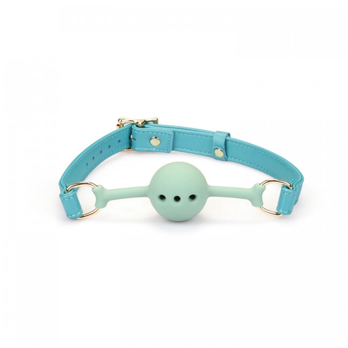 Кляп для БДСМ Liebe Seele Blue Lamb Leather Ball Gag with Velvet Lining