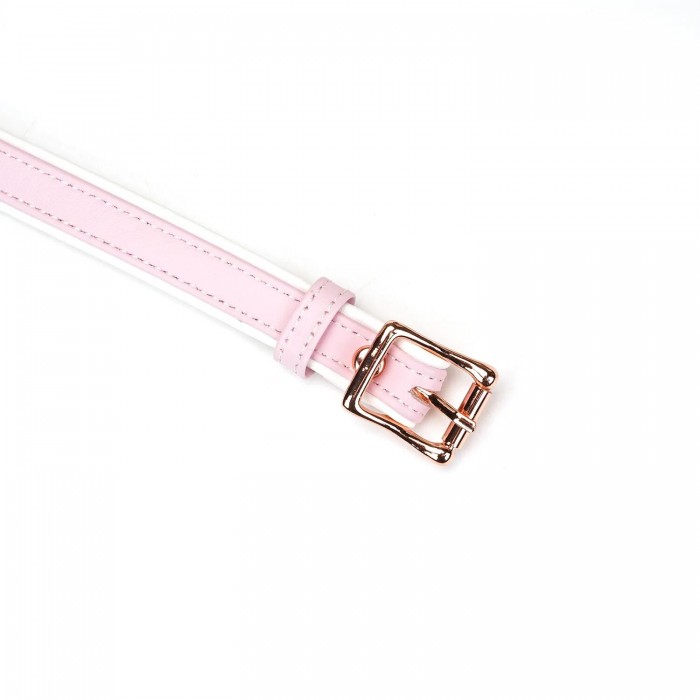 Маска на очі з шкіри Liebe Seele White & Pink Fairy Goat Leather Blindfold
