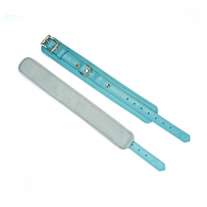 Поножі для БДСМ Liebe Seele Blue Lamb Leather Ankle Cuffs with Velvet Lining