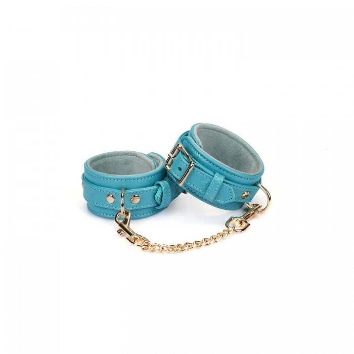 Поножі для БДСМ Liebe Seele Blue Lamb Leather Ankle Cuffs with Velvet Lining