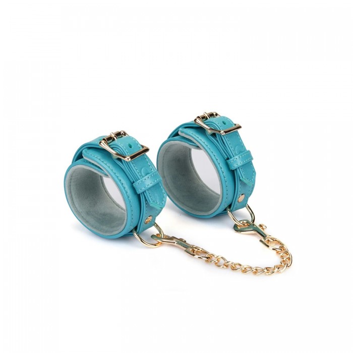 Поножі для БДСМ Liebe Seele Blue Lamb Leather Ankle Cuffs with Velvet Lining