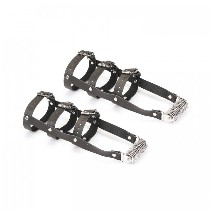 Шкіряна портупея для щиколотки зі шпорами Liebe Seele Leather High Heel Ankle Harness, срібного кольору