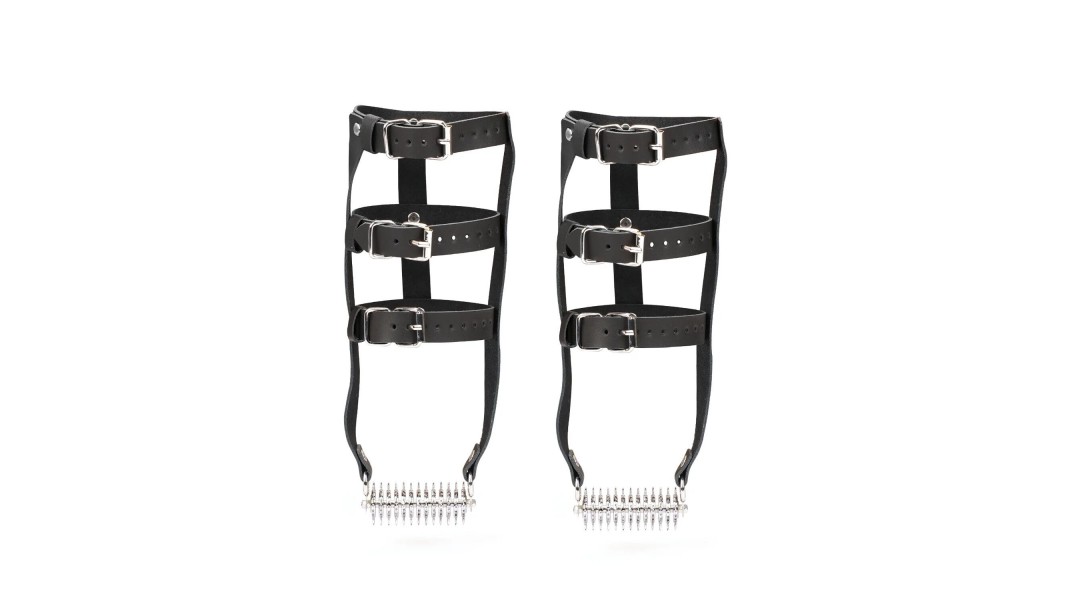 Шкіряна портупея для щиколотки зі шпорами Liebe Seele Leather High Heel Ankle Harness, срібного кольору