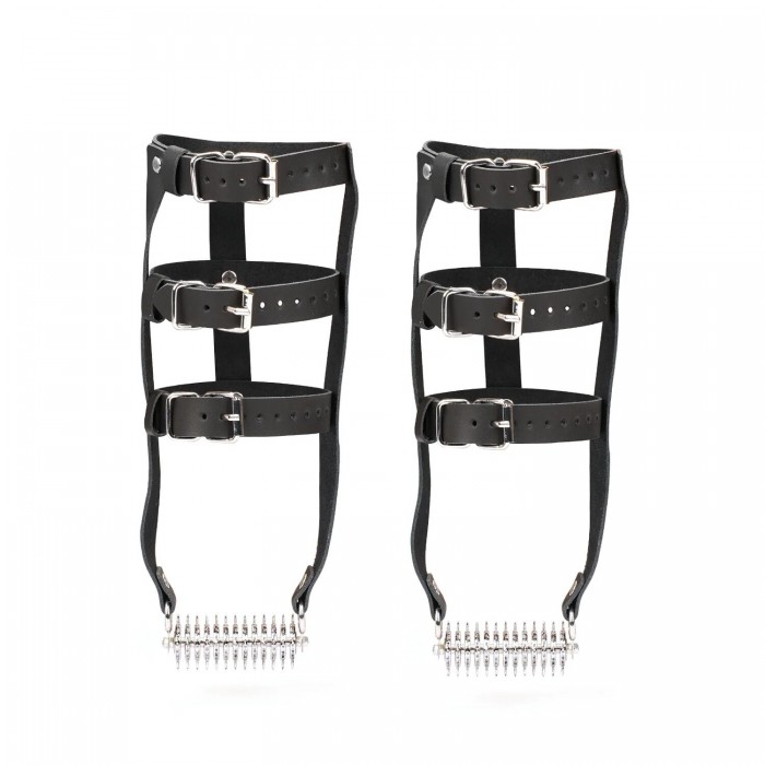 Шкіряна портупея для щиколотки зі шпорами Liebe Seele Leather High Heel Ankle Harness, срібного кольору