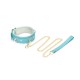 Ошейник с поводком для БДСМ Liebe Seele Blue Lamb Leather Collar with Velvet Lining