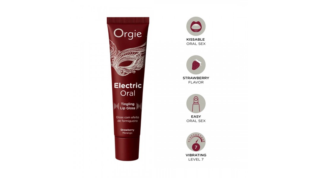 Віброблиск для губ з ефектом поколювання Orgie Electric Oral Lips Gloss Strawberry 10 мл