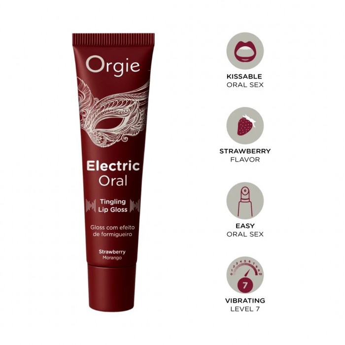 Віброблиск для губ з ефектом поколювання Orgie Electric Oral Lips Gloss Strawberry 10 мл