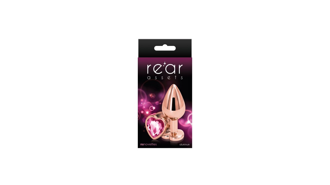 Анальная пробка с розовым камнем NS Novelties Rear Assets - Rose Gold Heart - размер M
