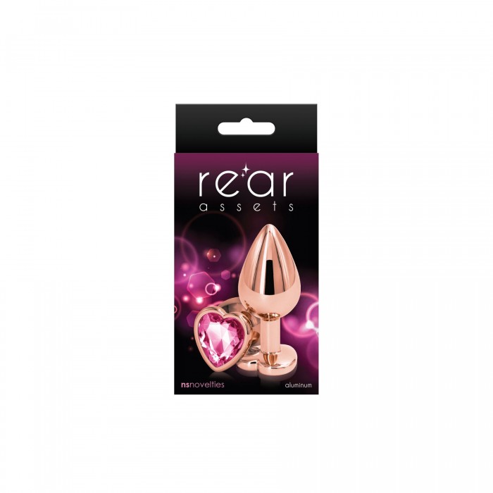 Анальная пробка с розовым камнем NS Novelties Rear Assets - Rose Gold Heart - размер M