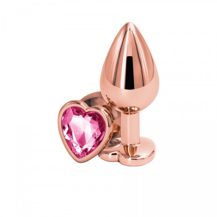 Анальная пробка с розовым камнем NS Novelties Rear Assets - Rose Gold Heart - размер M