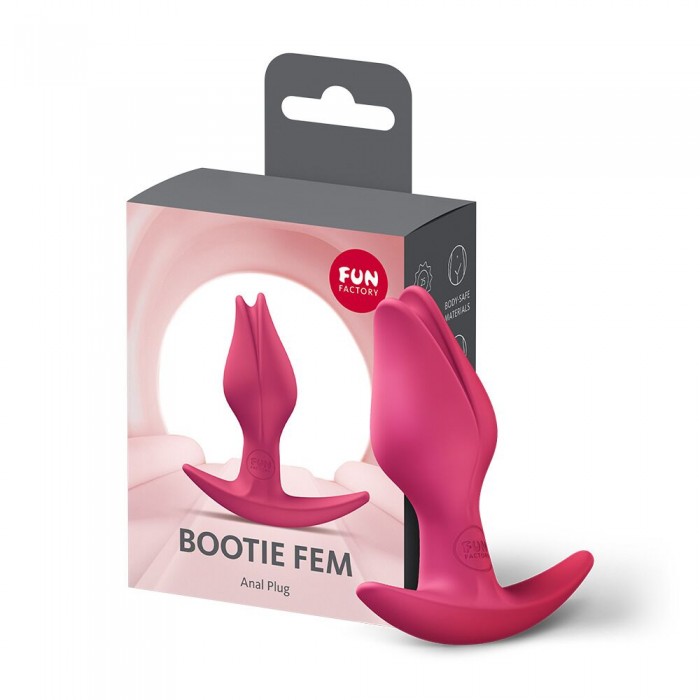 Анальная пробка с тонким ограничителем Fun Factory BOOTIE FEM 2, Красная, в виде бутона