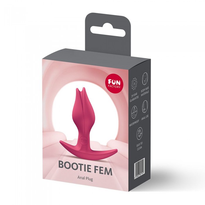 Анальная пробка с тонким ограничителем Fun Factory BOOTIE FEM 2, Красная, в виде бутона