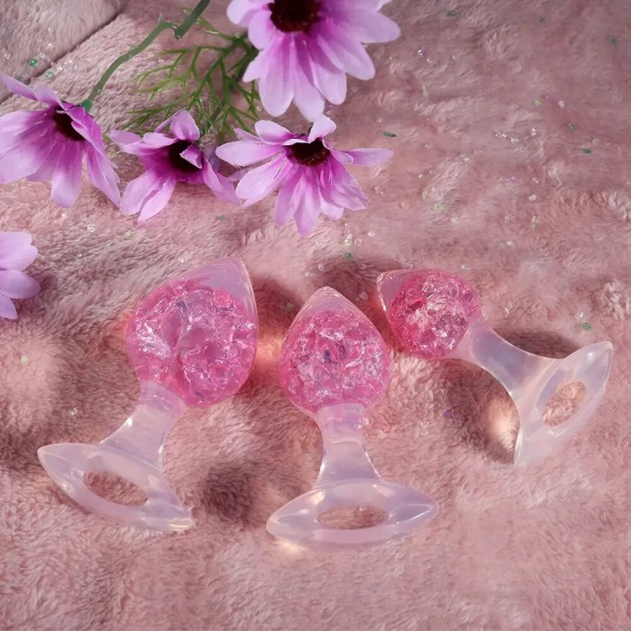 Анальна пробка Liebe Seele Heart-shaped Crystal Anal Plug - Рожева, розмір Medium