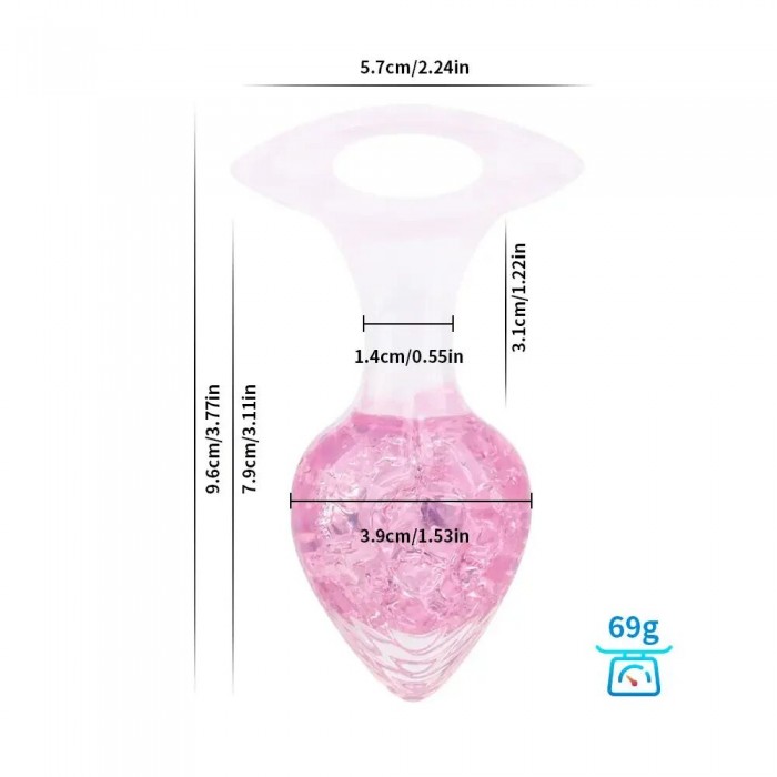 Анальна пробка Liebe Seele Heart-shaped Crystal Anal Plug - Рожева, розмір Medium