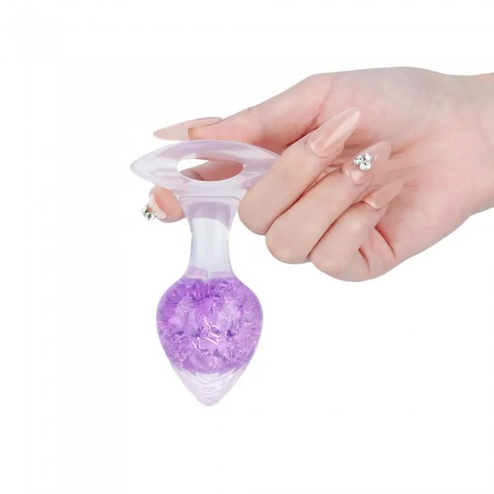 Анальна пробка Liebe Seele Heart-shaped Crystal Anal Plug - Фіолетовий, розмір Medium