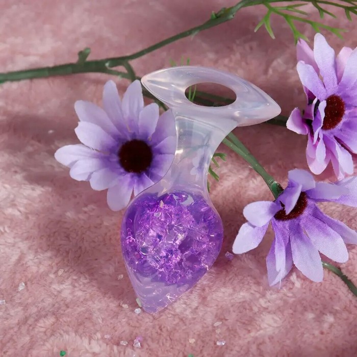 Анальна пробка Liebe Seele Heart-shaped Crystal Anal Plug - Фіолетовий, розмір Medium