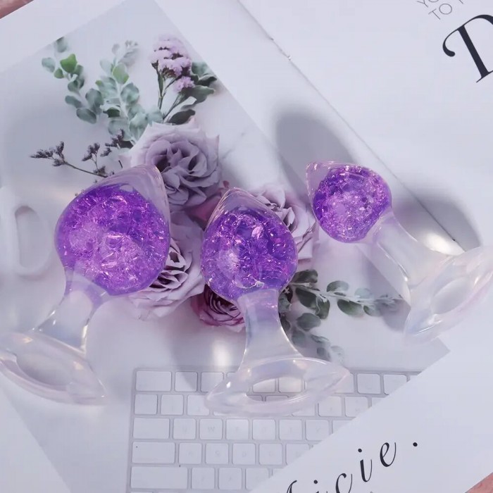 Анальна пробка Liebe Seele Heart-shaped Crystal Anal Plug - Фіолетовий, розмір Medium