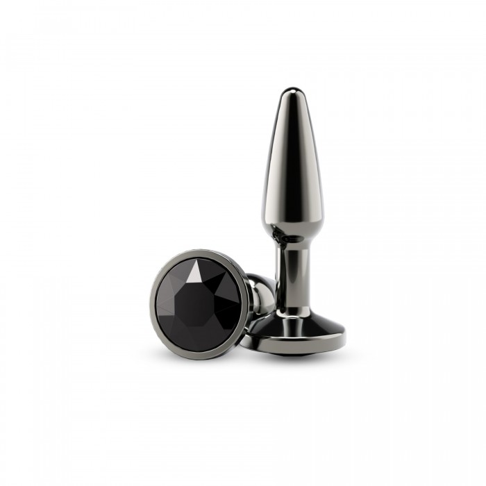 Анальная пробка с черным камнем NS Novelties Rear Assets - Tapered - размер S - Gunmetal