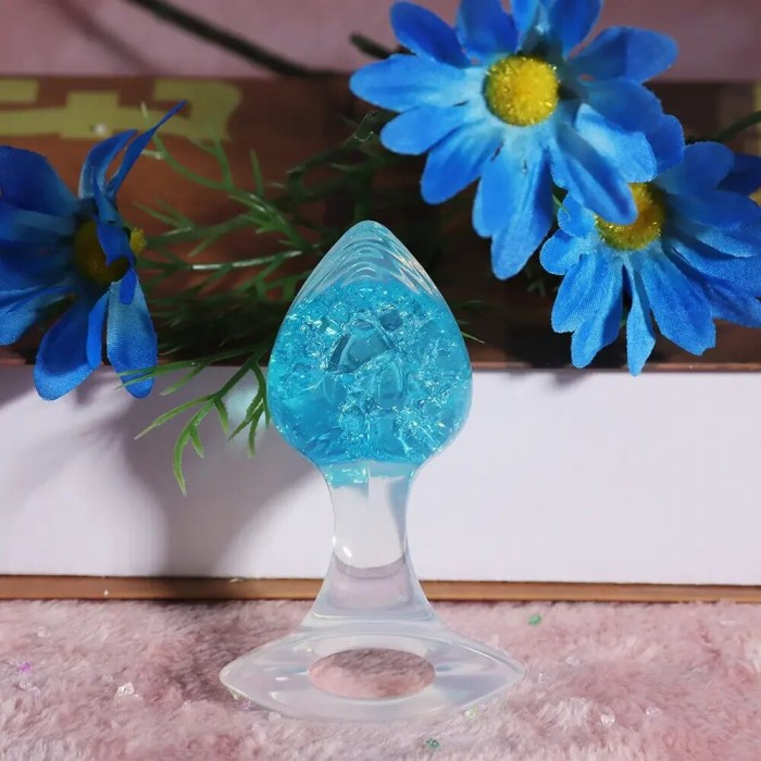 Анальна пробка Liebe Seele Heart-shaped Crystal Anal Plug - Блакитний, розмір Medium