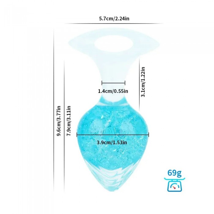 Анальна пробка Liebe Seele Heart-shaped Crystal Anal Plug - Блакитний, розмір Medium