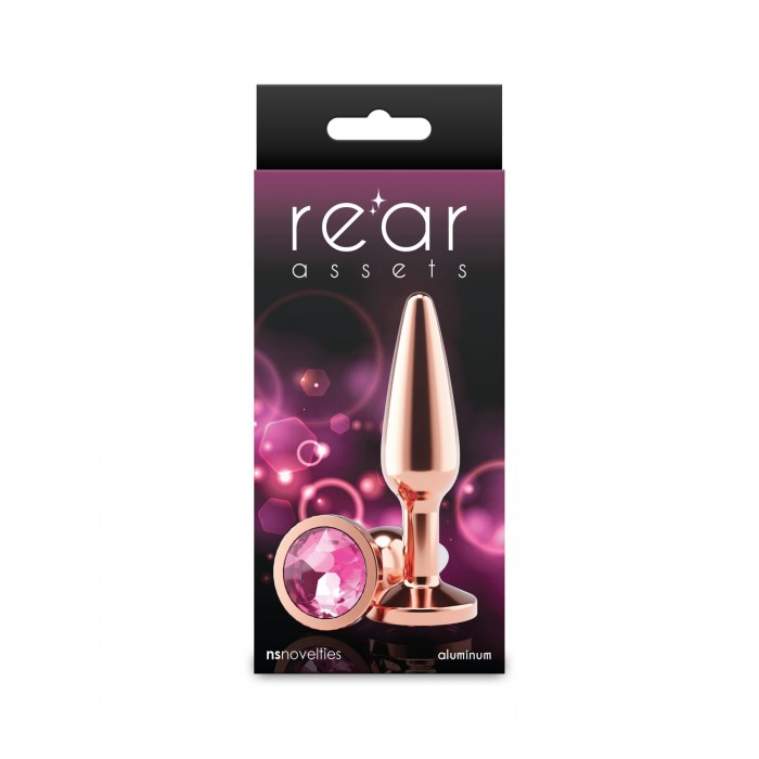 Анальная пробка с розовым камнем NS Novelties Rear Assets - Tapered - размер M - Rose Gold