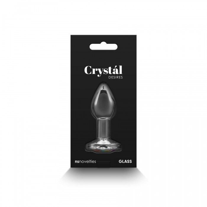 Стеклянная анальная пробка NS Novelties Crystal - Desires - Rainbow Gem - размер S
