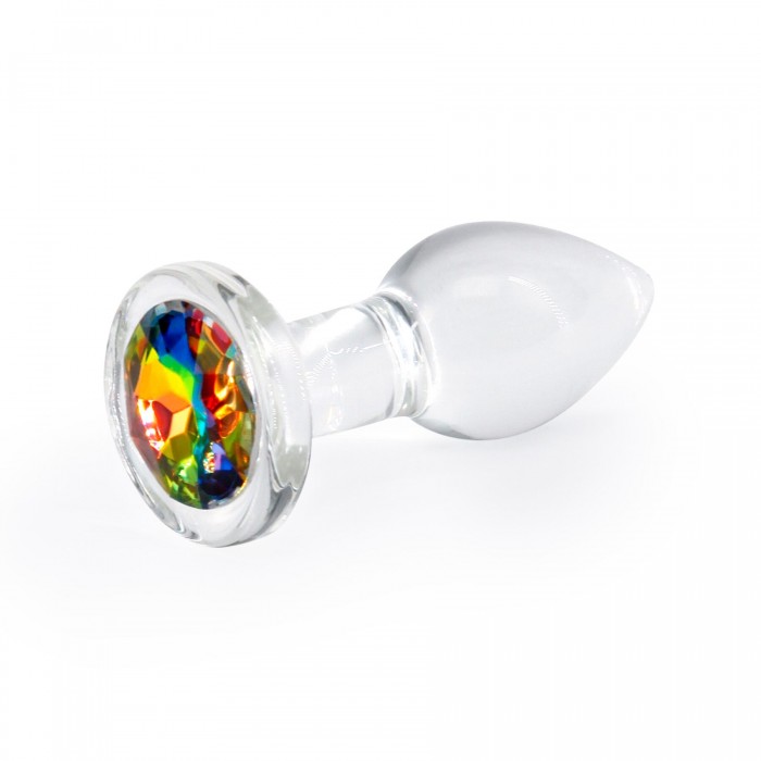 Стеклянная анальная пробка NS Novelties Crystal - Desires - Rainbow Gem - размер S