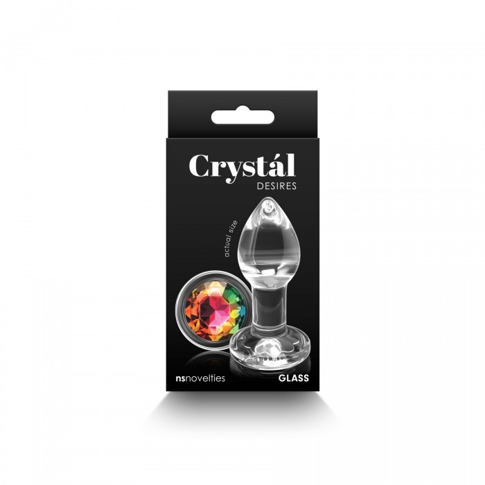 Стеклянная анальная пробка NS Novelties Crystal - Desires - Rainbow Gem - размер S