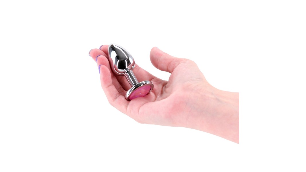 Анальная пробка с розовым камнем (Pink Gem) NS Novelties Rear Assets - Silver - размер S