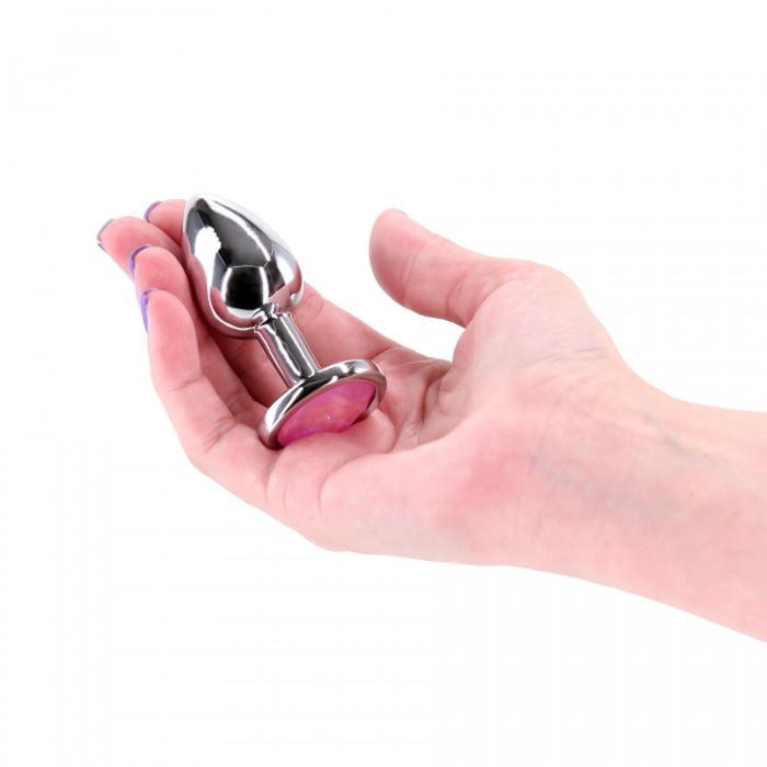 Анальная пробка с розовым камнем (Pink Gem) NS Novelties Rear Assets - Silver - размер S