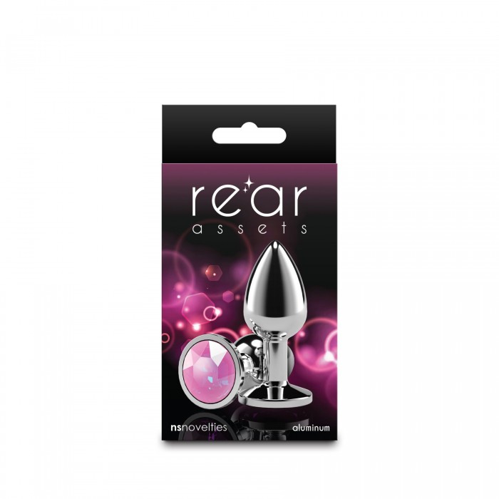 Анальная пробка с розовым камнем (Pink Gem) NS Novelties Rear Assets - Silver - размер S