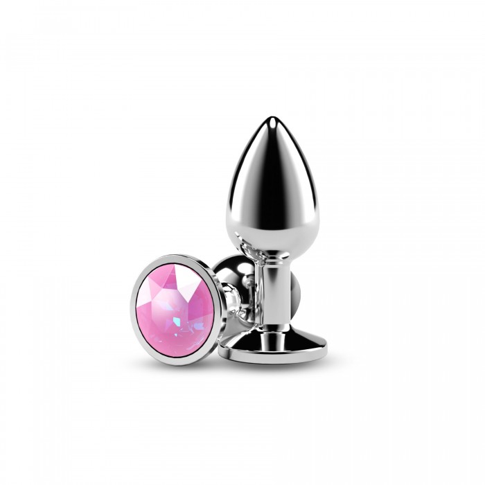 Анальная пробка с розовым камнем (Pink Gem) NS Novelties Rear Assets - Silver - размер S