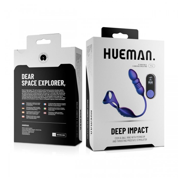 Анальний стимулятор з ерекційним кільцем Hueman Deep Impact, пульсація
